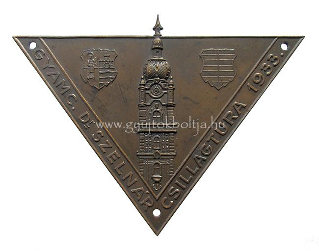 GYAMC Dr. Szelnr Csillagtra 1933 htrcs plakett